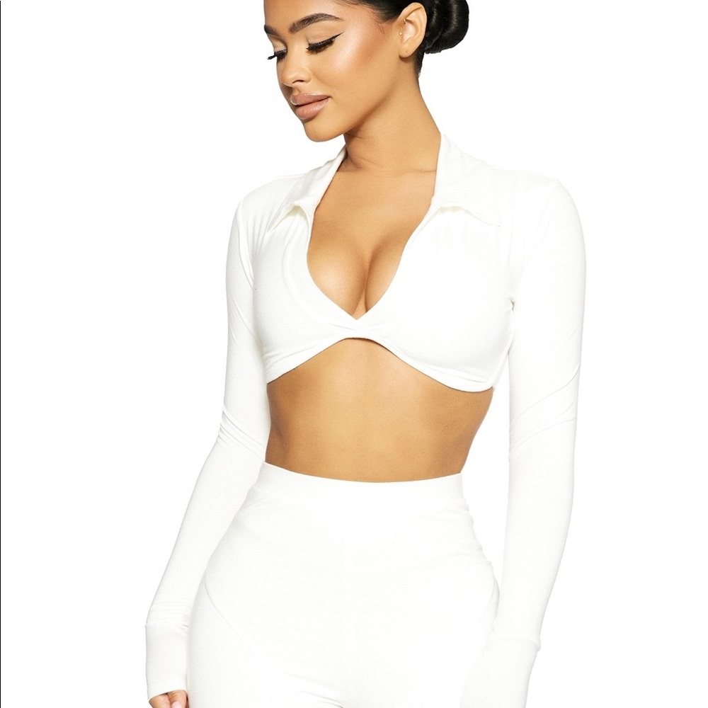 Naked wardrobe white crop top